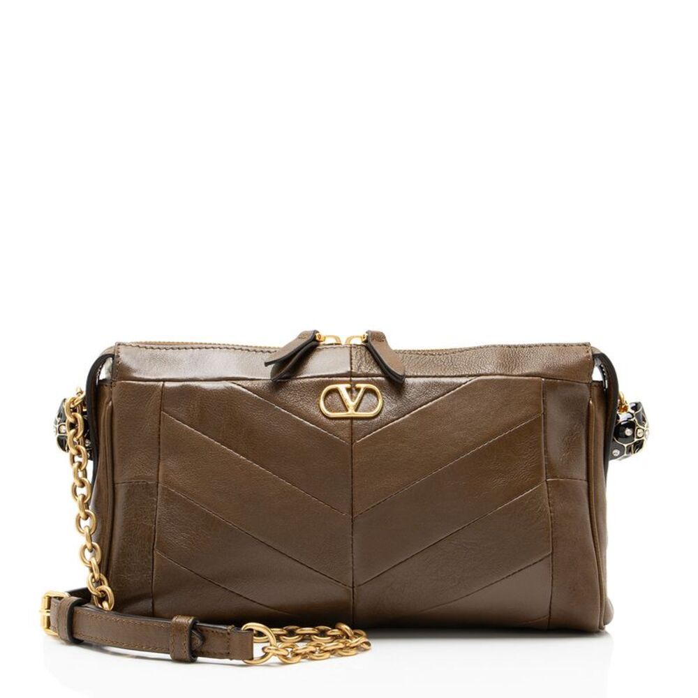 Valentino Nappa Leather Chevron Panthea Small Shoulder Bag